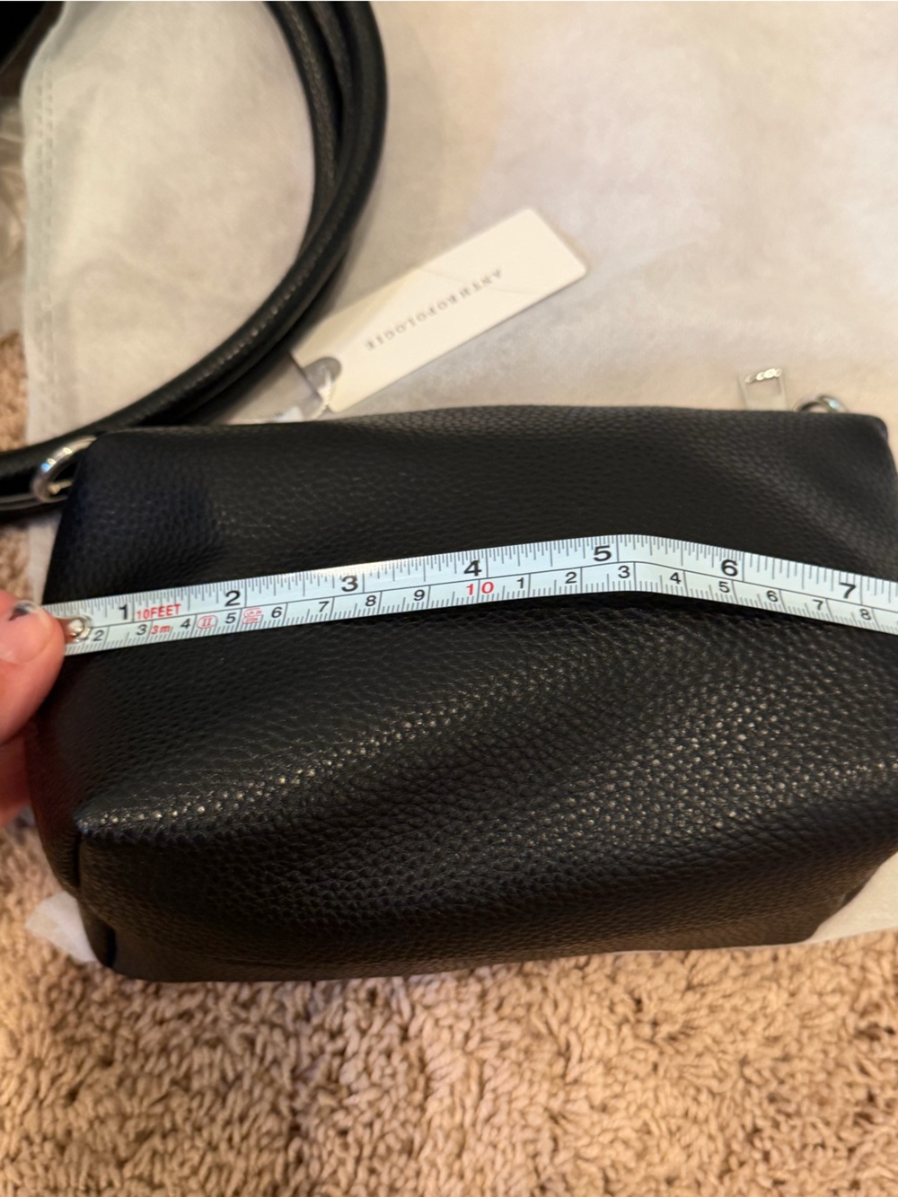 NWT new melie bianco Anthropologie tulip handle crossbody tote bag + Pouch black - Picture 11 of 15